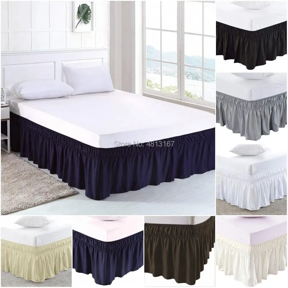 Wrap Around Bed Skirt Easy Fit Elastic Dust Ruffle Wrap Around Bed