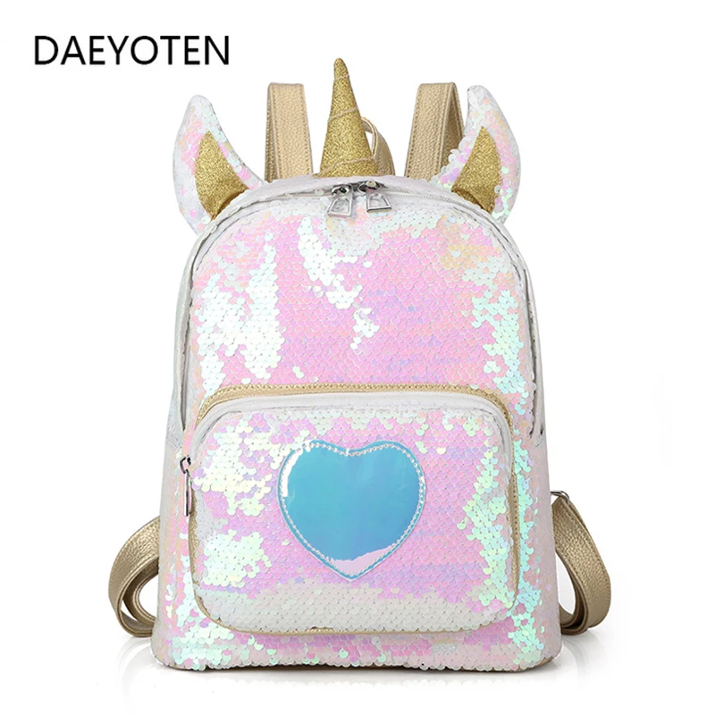 

DAEYOTEN Unicorn Backpack Preppy Style Designer Backpacks Women High Quality School Bags For Teenage Girls Sequin Big Bag ZM0159