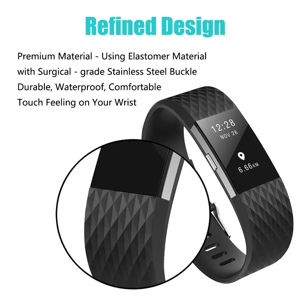 (C2Zuanwen) простые цвета для Fitbit Charge 2 ремешка/ленты силиконовый сменный ремешок charge