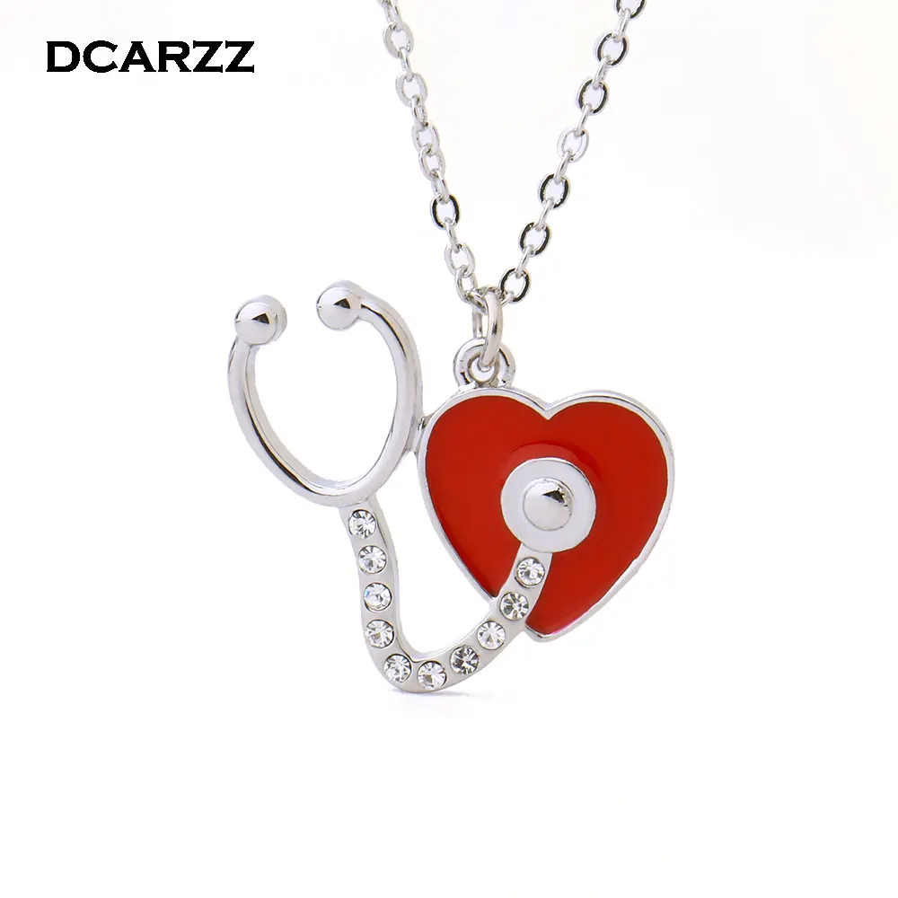 

Stethoscope Necklace Enamel and Crystals Pendant Necklace for Woman as Gift for Doctor/Nurse Graduation Student Medical Jewelry