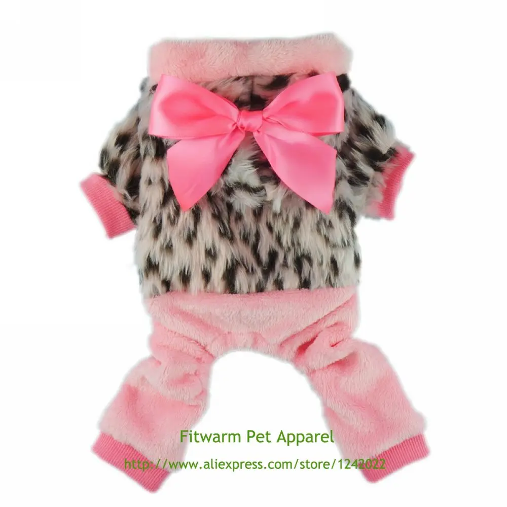 Fitwarm Pink Princess Ribbon Pet Clothes for Dog Winter Coats Hoodies