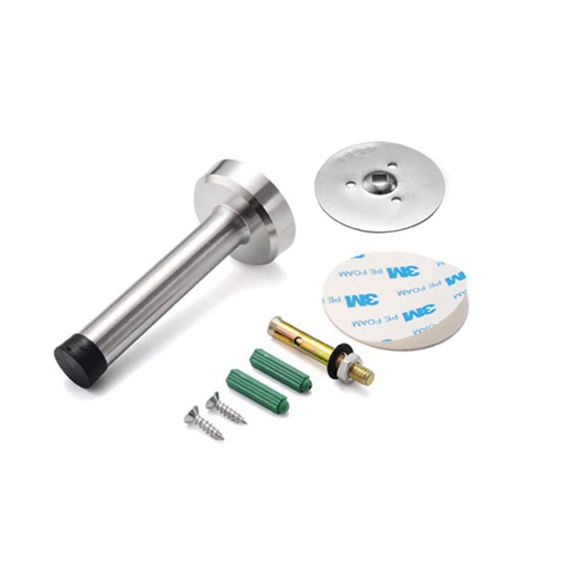 

Stainless Steel Door Stopper Wall Protector Mount Length Door Stop with Hardware Screws Brushed Finish Adhesive or Drill Hole