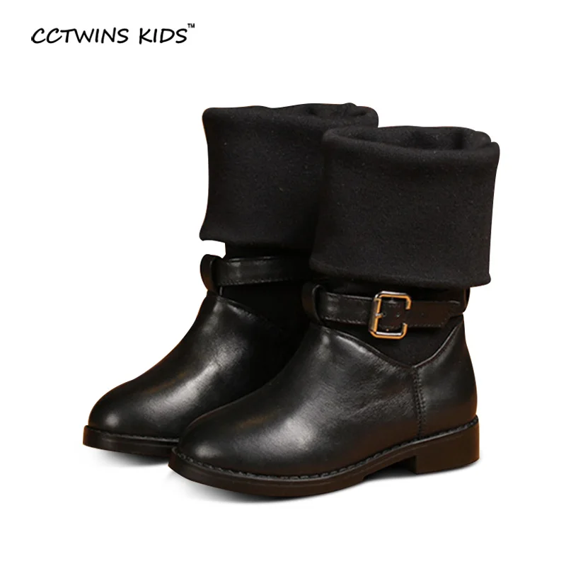 

CCTWINS KIDS autumn fashion boots children genuine leather shoes for baby girls brand knee high boots toddler long boots black