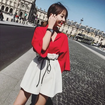 

Summer New 2 Piece Set Women Fashion Short Sleeve T-shirt + Wide Leg Shorts Tracksuit Hot Sale Women Clothing Casual Conjuntos
