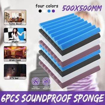 

6Pcs 50 0x 500 Acoustic Soundproof Sound Stop Absorption Soundproofing Foam for KTV Audio Room Studio Room Wedge Tiles Polyureth