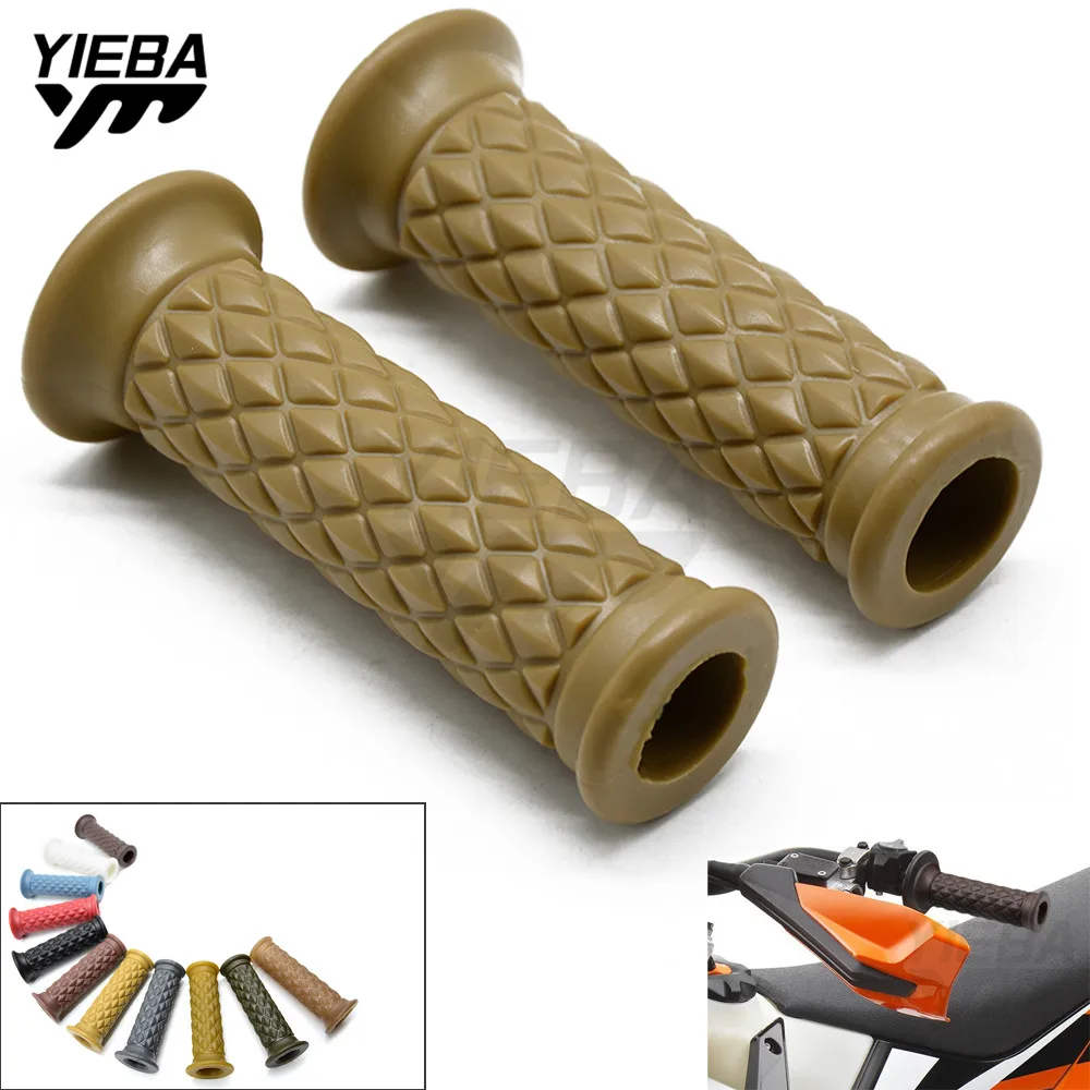 Vintage Motorcycle Grips 7/8" 22mm Brown Diamond Handlebar Hand Grip