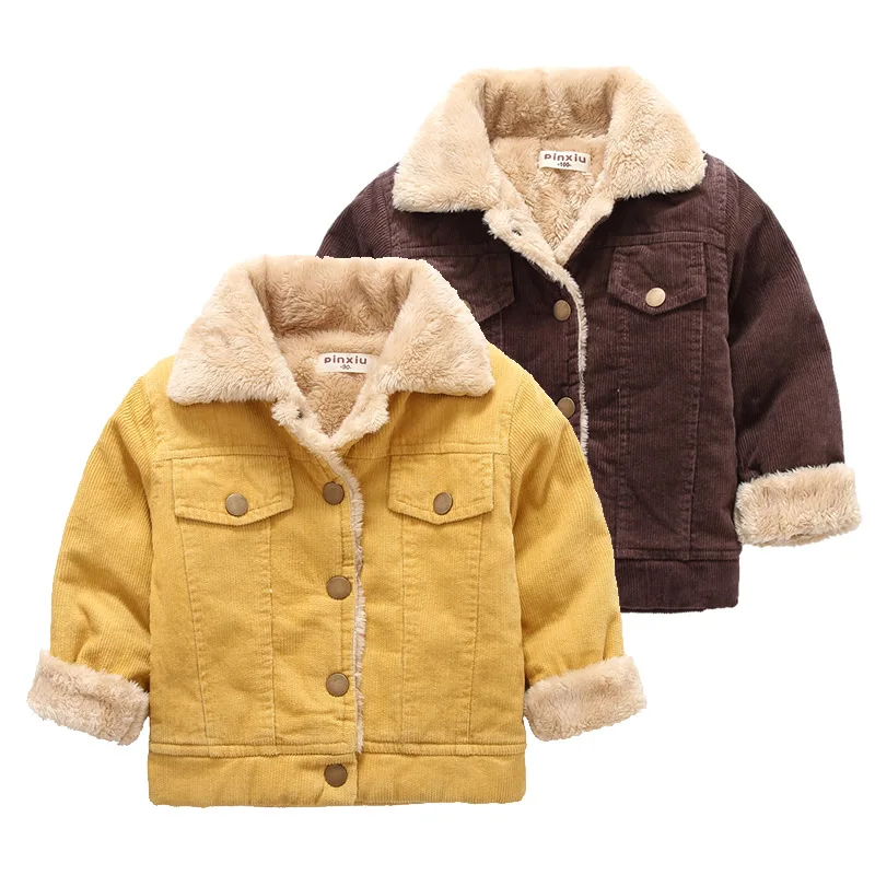 

baby boys autumn winter jacket for boy Children outerwear kids warm leather thicken cute coats bebe Wick plus velvet Trench 3T