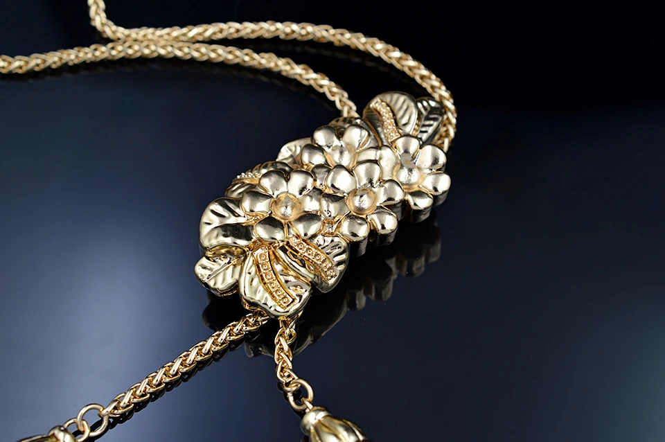 Солнечный Ювелирное Украшение, длинная цепочка ожерелье большой кулон для Для женщин медная фурнитура ювелирных изделий подвески-Слайдеры для свадебное ювелирное изделие стиля Dubai