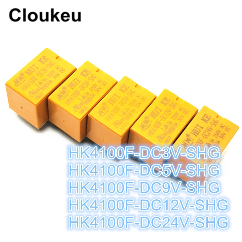 

100Pcs Relay DIP6 HK4100F-DC 3 5 9 12 24 V-SHG 3V 5V 9V 12V 24V 3A