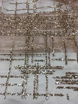 

2017 New arrival guipure lace fabric with glitter peach African Tulle Lace Fabric Latest African French Lace Fabric