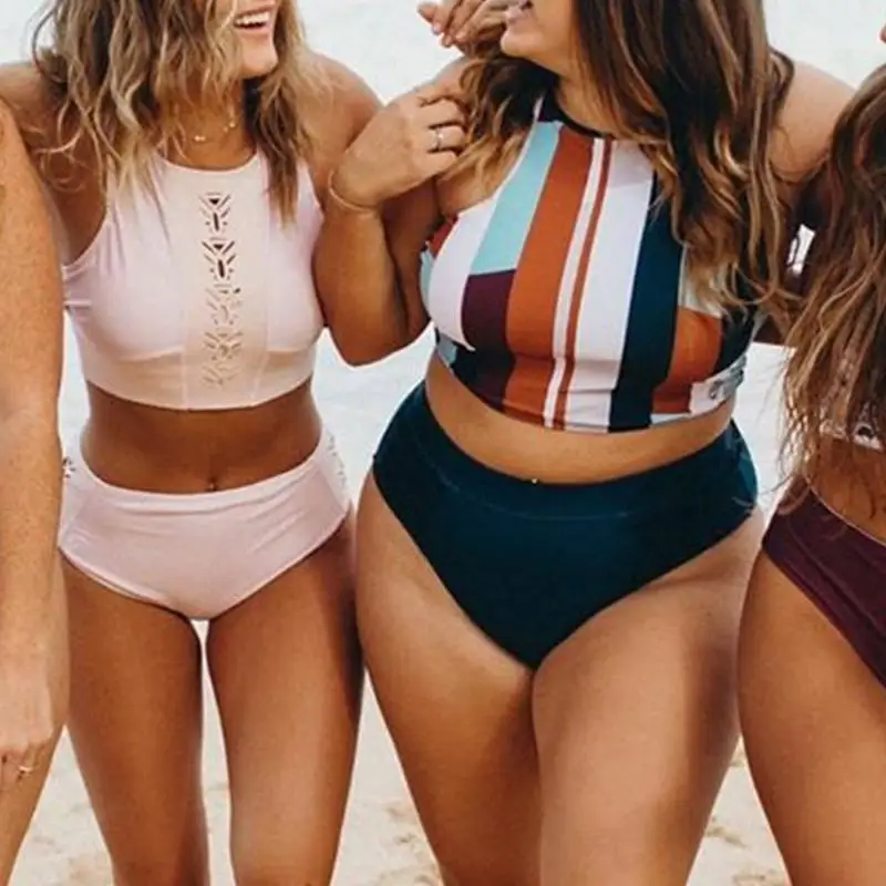 Simplee бикини в полоску купальник женский с принтом Купальник летняя пляжная большой размер 2019новынка