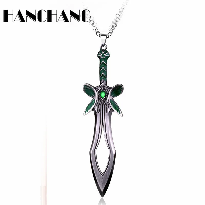HANCHANG Butterfly Sword Necklace Game Series DOTA 2 Weapon Pendants Necklaces men necklace collares Hip Hop Jewelry | Украшения и