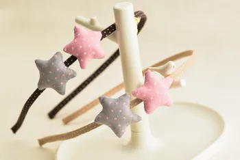 

Boutique 10pcs Fashion Cute Fabric Star Hairbands Solid MiniPolka Dot Star Hard Headbands Princess Headwear Hair Accessories