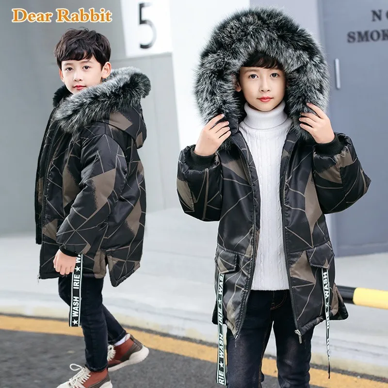 

-30 degree 2019 Winter Jackets for Boys Warm Kids Clothes Snowsuit Outerwear Children Clothing Baby Fur Hooded Coat Infant Parka