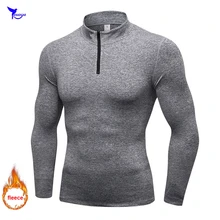 Новинка, Весенняя Теплая Флисовая Кофта для бега, мужская рубашка с длинным рукавом для бега, быстросохнущая Спортивная одежда для спортзала, фитнеса, полумолнии