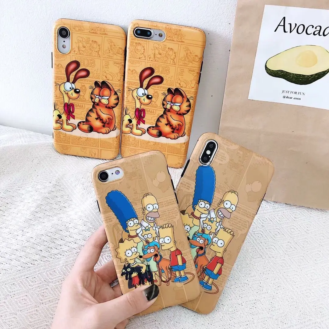 

American Cute Cartoon Garfield Happy Family Phone Case For iPhone 6 6s 7 8 Plus X Xs Max Xr Lovely Soft Silicone IMD Cover