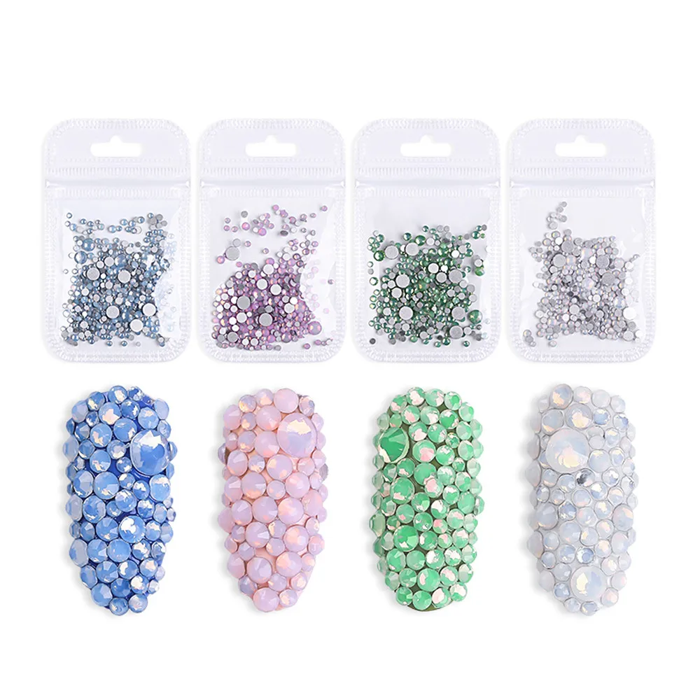 Nails Sticker Art Makeup Tools Nail Art Rhinestones 3D Mix Glitters Colorful Acrylic Manicure DIY Tips Stickers 8W2