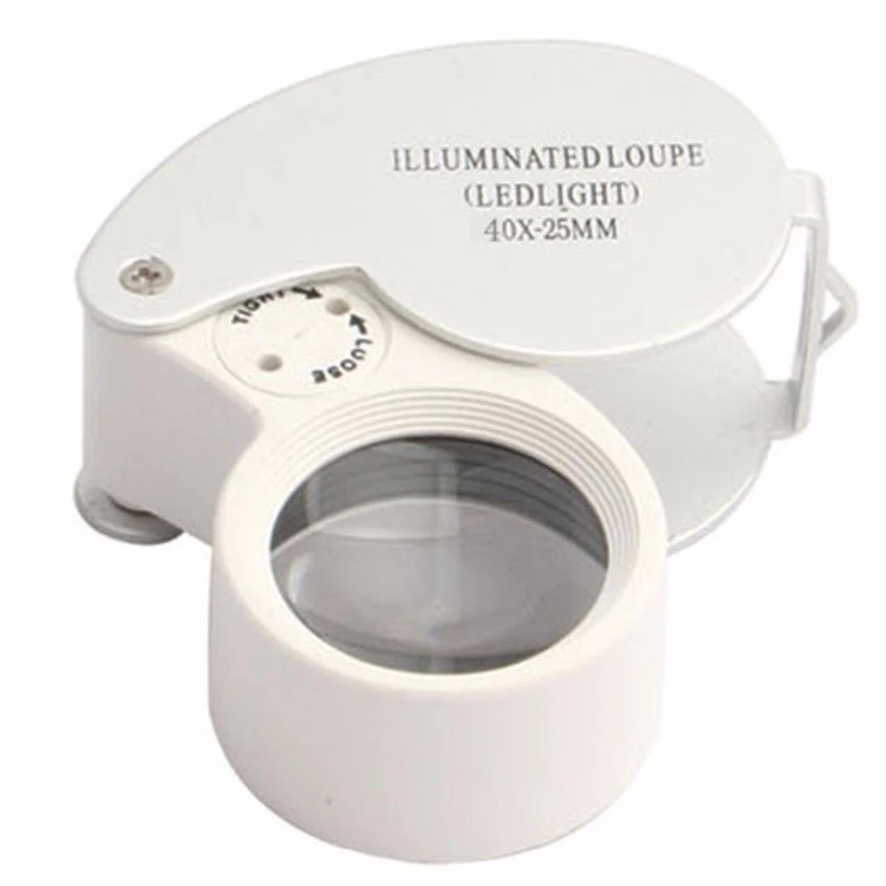40X 25mm Glass LED Light Magnifying Magnifier Jeweler Eye Jewelry Loupe Loop