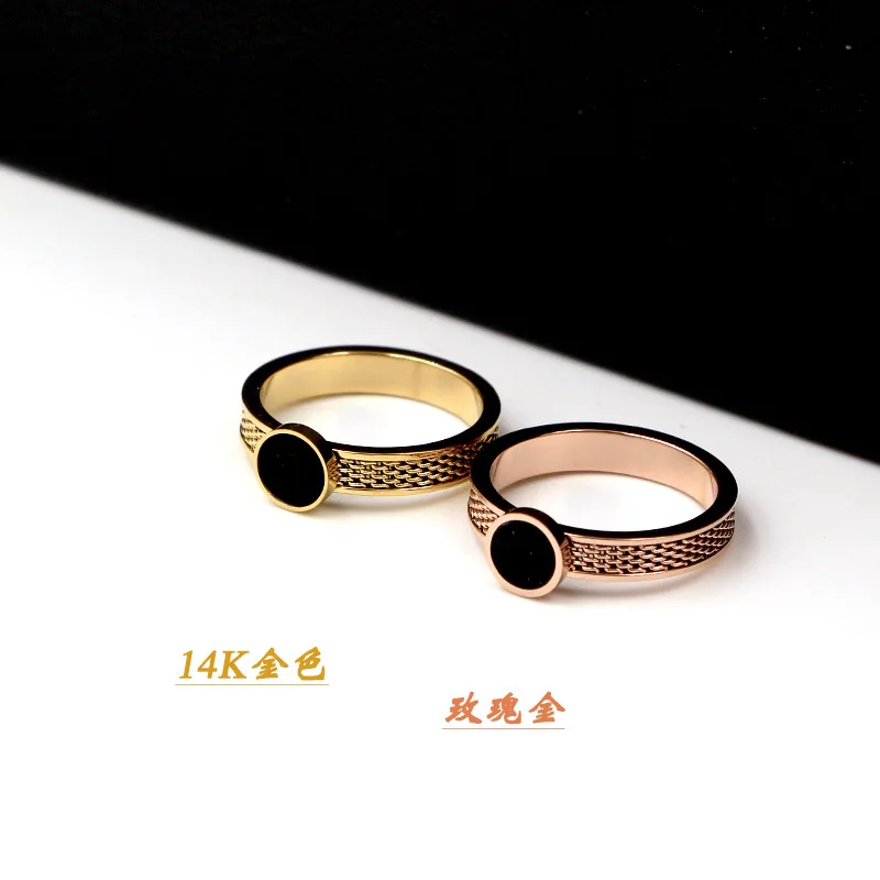 Модный бренд розовое золото цвет нержавеющая сталь черный круглый популярная любовь сетчатая цепочка кольцо для женщин вечерние подарок на свадьбу