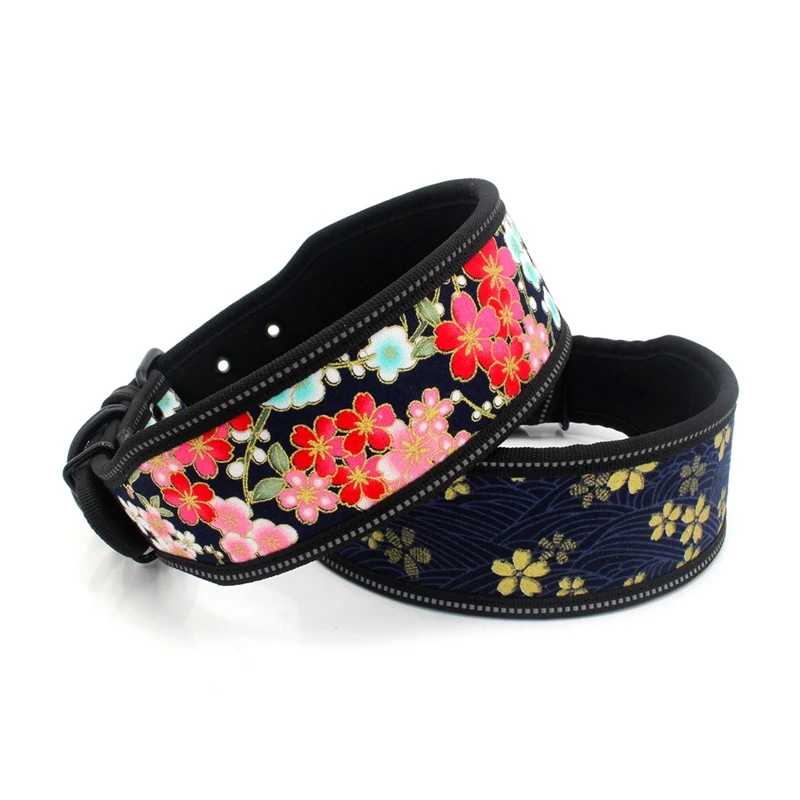 

Reflective Dog Collar Printed Adjustable Pet Dog Collars For Medium Large Dogs Pitbull Supplies Walking Collar