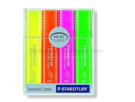 

STAEDTLER 364 PWP4 Highlighters Popular Candy Colour Marker Oblique Tip Highlighters Fluorescent Pen Stationery Office School S