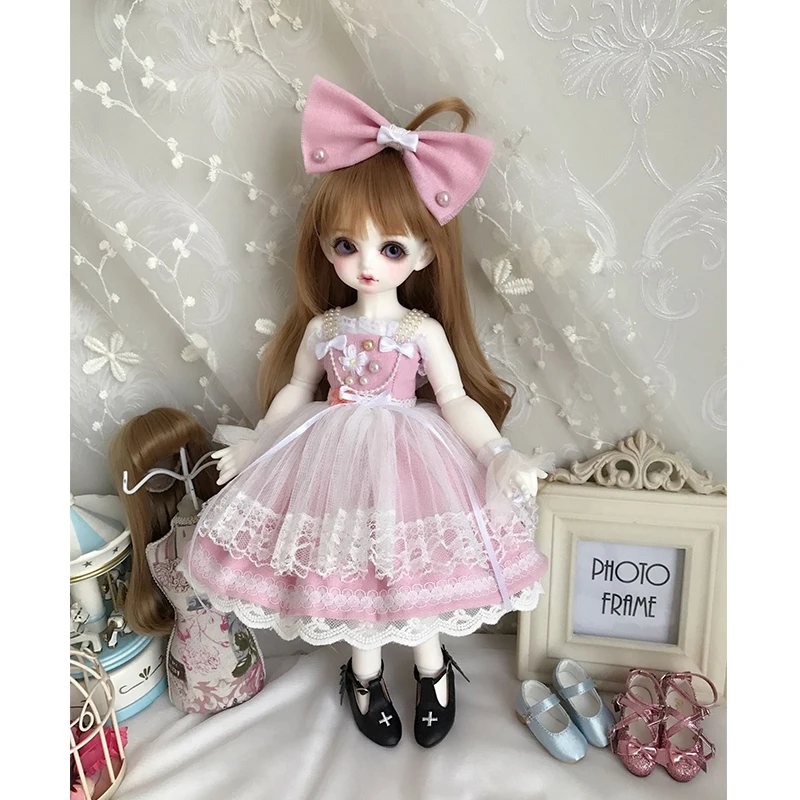 

Doll clothes 1/4 1/6 doll dress pearl lace dress red color blue color for 1/6 1/4 BJD SD doll accessories dress suits