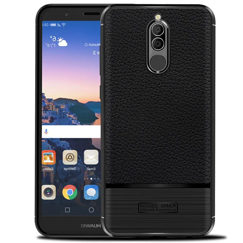 

for huawei mate 20 lite fitted shockproof back cover anti-skid anti-fingerprint silicone soft black tpu phone case