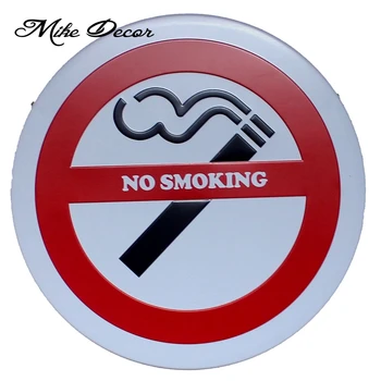 

[ Mike Decor ] NO SMOKING Circular sign painting Retro Gift Metal Plaque Craft Hotel Public decor YA-923 Mix order