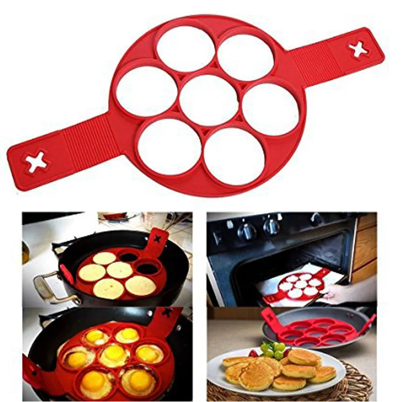 2017 New 7 In 1 Silicone Non Stick Pancake Pan Flip Breakfast Maker Egg