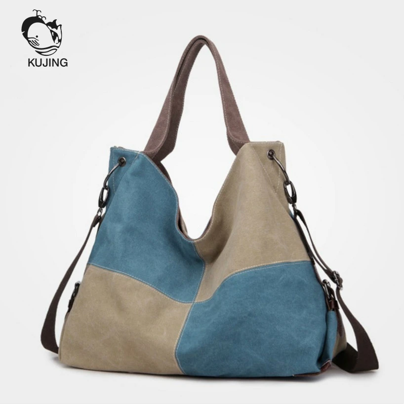 

KUJING Fashion Handbags High-grade Canvas Women's Shoulder Messenger Bag Cheap Hit Color Ladies Handbag Hot Shopping Leisure Bag