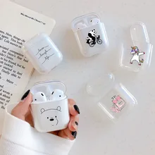 Забавный милый чехол для наушников для Apple airpods, чехол, мультяшный Bluetooth чехол для наушников Airpods, прозрачный мягкий чехол для наушников