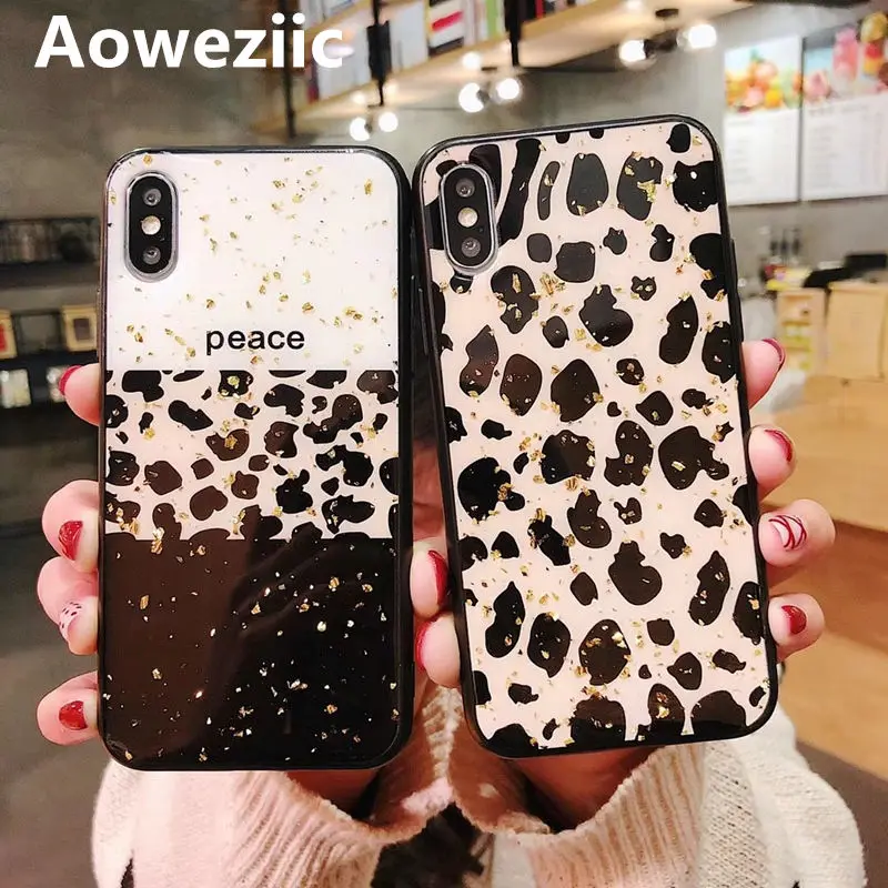 

Aoweziic For iphone XS XR leopard mobile phone case XS MAX all-inclusive anti-fall soft shell 7 6s 8plus fashion shell