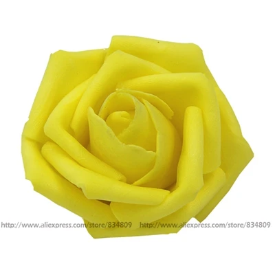50 шт./лот, искусственные розы из пенопласта для дома и свадьбы, украшения, цветочные головки, шары для поцелуев, для свадеб, разные цвета, диаметр 7 см - Цвет: yellow