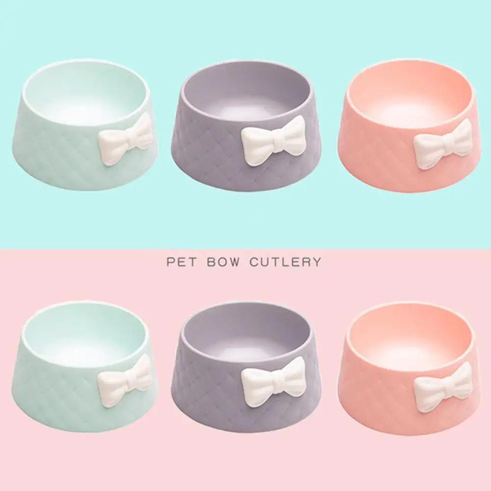 

Cute Pet Feeders Bowknot Diamond Pattern Leakproof Bowl for Dog Cat High Quality Cat Food Bowls