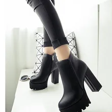 Г., Прямая поставка, пикантная обувь на очень высоком каблуке женские ботинки с круглым носком женская обувь на платформе и толстом каблуке ботильоны