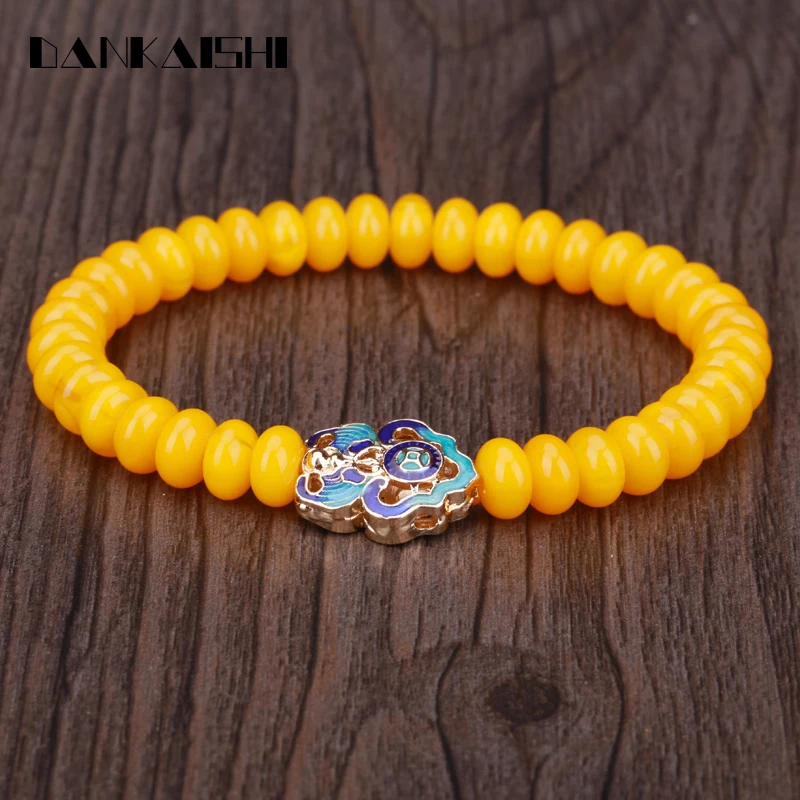 Dankaishi Beeswax Buddha Amulet Bracelets Meditation Women Men Yellow