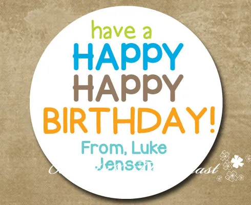Personalized Happy Birthday Gift Sticker Party Favor Bag Labels