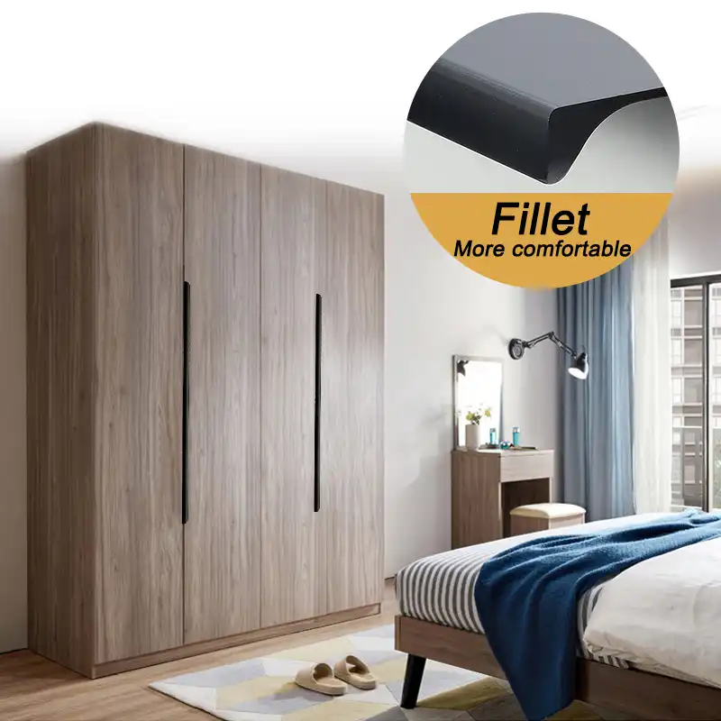 Aobite Black Long Invisible Handle 120mm Aluminum Wardrobe Door