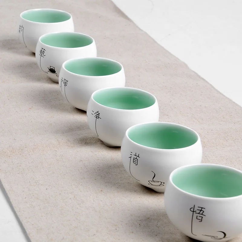 

Ceramic Big Size tea cup porcelain Kungfu tea set Handmade painted drawn Small tea bowl for Ceremony home decration