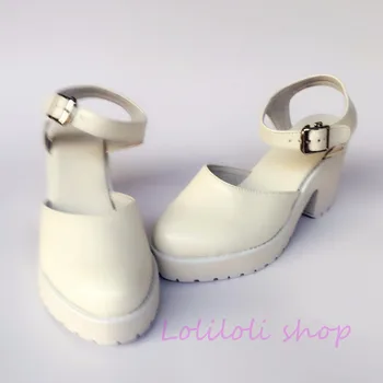 

Princess sweet lolita shoes loliloli yoyo Japanese design custom large-size muted white lace-up high-heeled shoes an5073