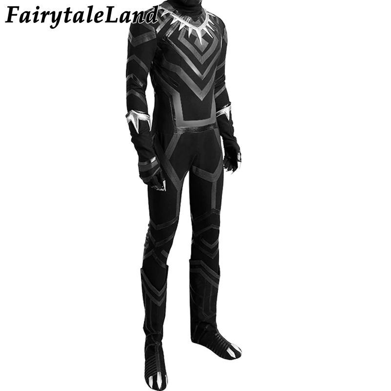 Черная пантера косплей костюм Взрослый карнавальный костюм Хэллоуина супергерой Черная пантера комбинезон черный костюм на заказ