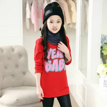 Girl Cotton Print Blouse Baby Vestido Cotton Letter Print Long Sleeve T-Shirt Girls Blouse Children Tops Tees Girls