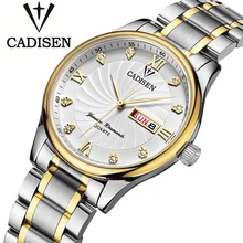Montre Hommes 3ATM Imperméable À L’eau En Acier Inoxydable Auto Date Hommes Montres Top Marque De Luxe CADISEN D’or Quartz-Montre relogio masculino