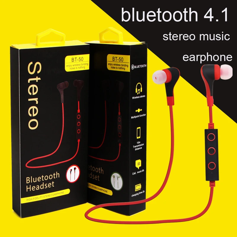 BT 50 Bluetooth Earphone Wireless Earbuds Sport Ear Phones Handsfree