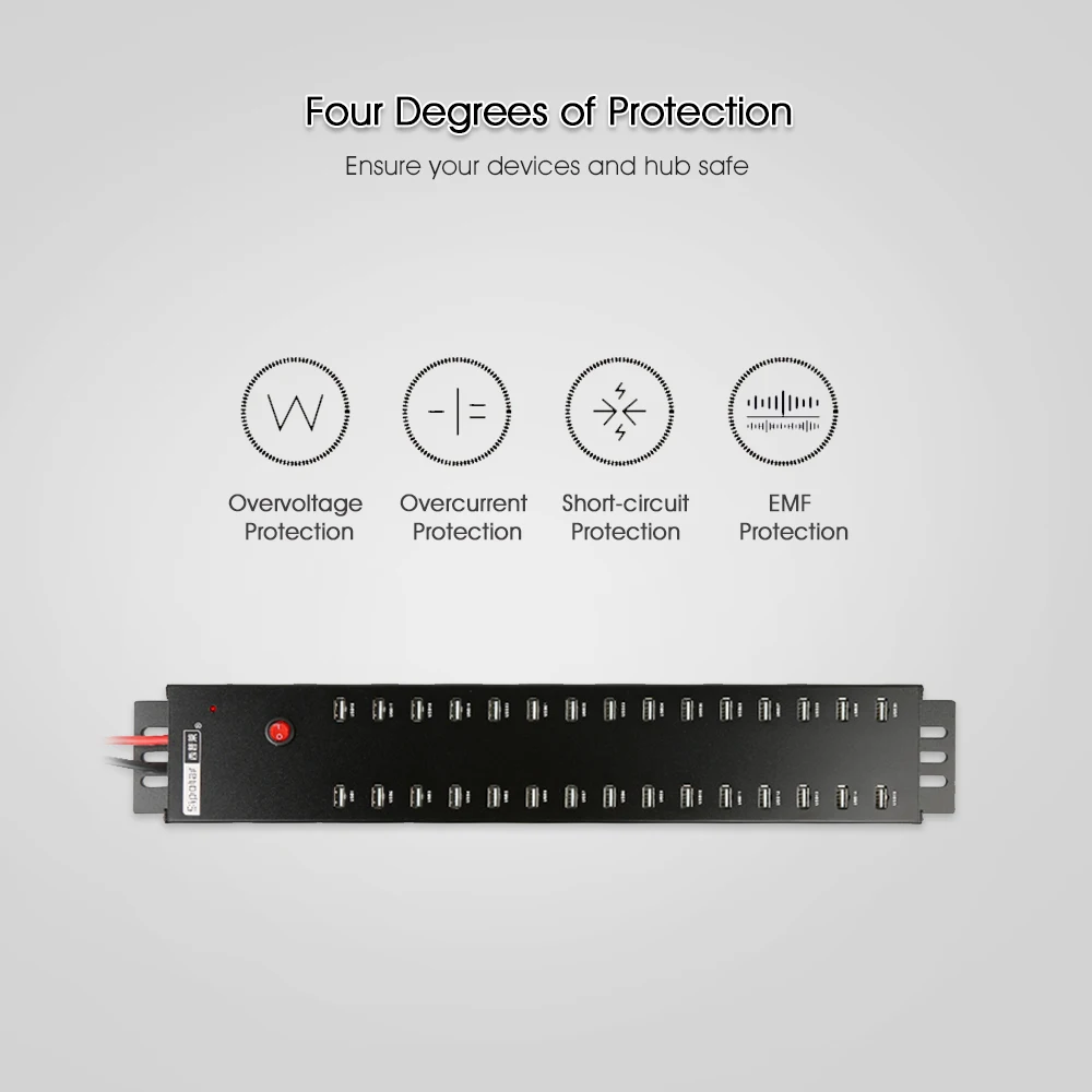 Sipolar A-812, 30 портов, металлический промышленный USB 2,0, зарядное устройство, концентратор, USB, зарядная станция для телефонов, iPad, iPhone, с 300 Вт, источник питания