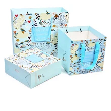 10pcs/lot New Flower Print Gift Hand Bag Wide Bottom Square Paper Bag Cake Bread Flower Tote Bag Weddong Party Candy Bag calico print tote bag