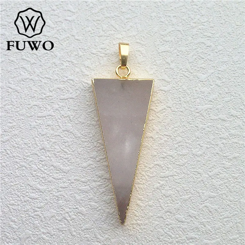 Fuwo Wholesale Natural Crystal Quartz Triangle Pendants Aura Crystal Point Positive Energy