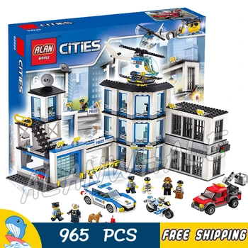 

965pcs City 3-layer Great Police Station Hellicopter 10660 Model Building Blocks Children Toy Bricks Compatible With Lago