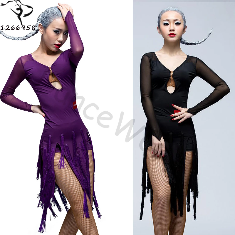 sexy Hot Sale Dance Costumes Latin Dance Costume Senior Long Sleeves