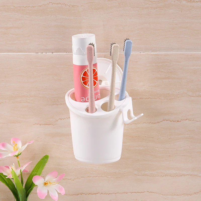 Wall Mounted Toothbrush Holder Bathroom Plastic Toothpaste Holder
